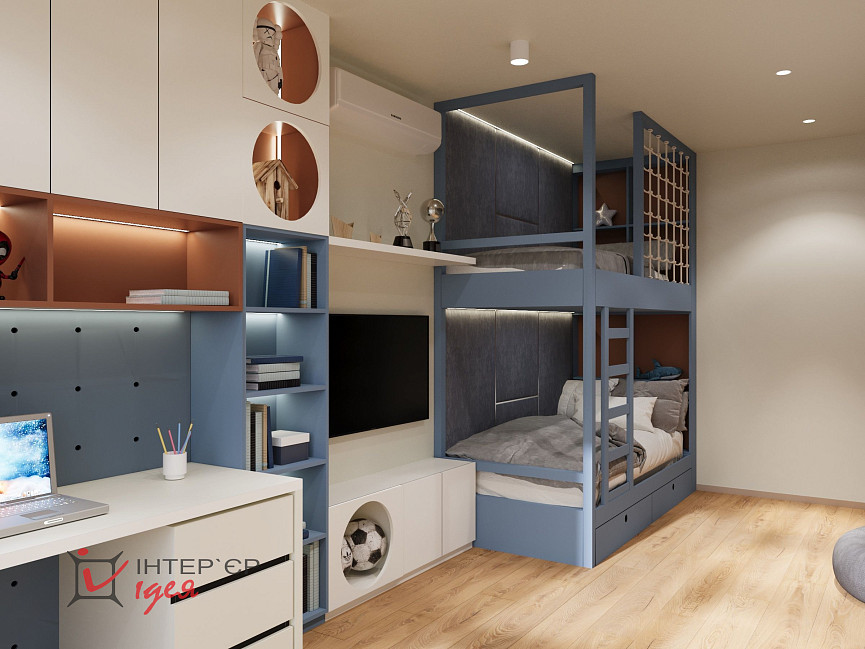 Стильная детская для мальчика, 17 м2