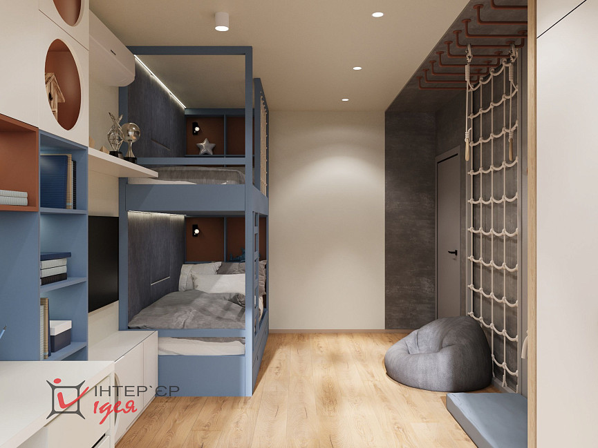 Стильная детская для мальчика, 17 м2