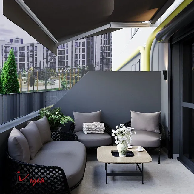 Современный минимализм в спальне 14 м2 с террасой