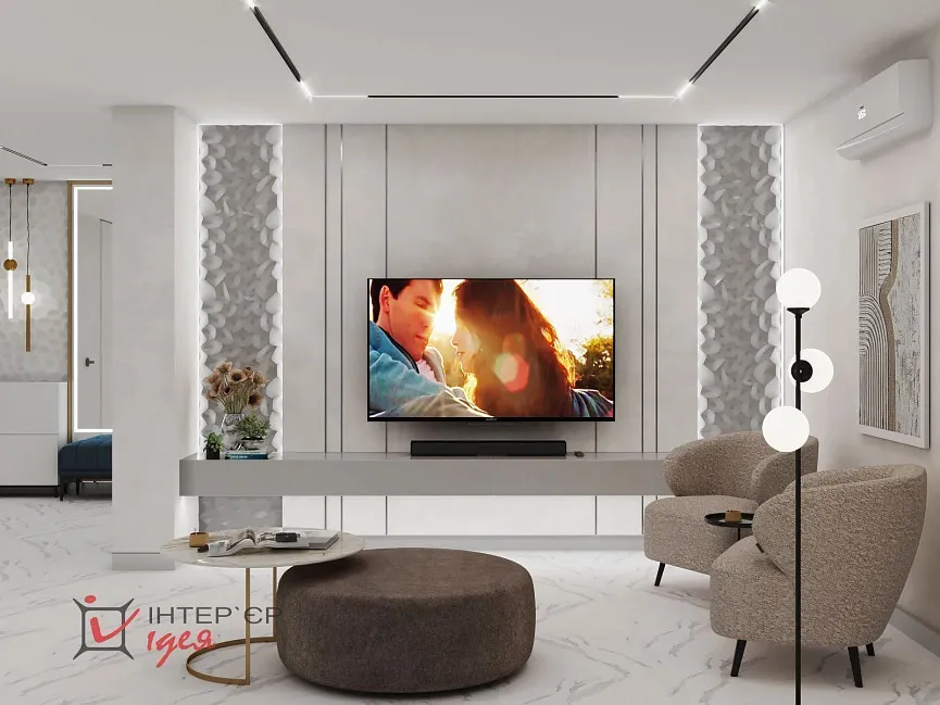 Современная кухня-студия 41 м.кв