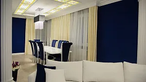 Дизайн классической гостиной цвета индиго, г. Львов