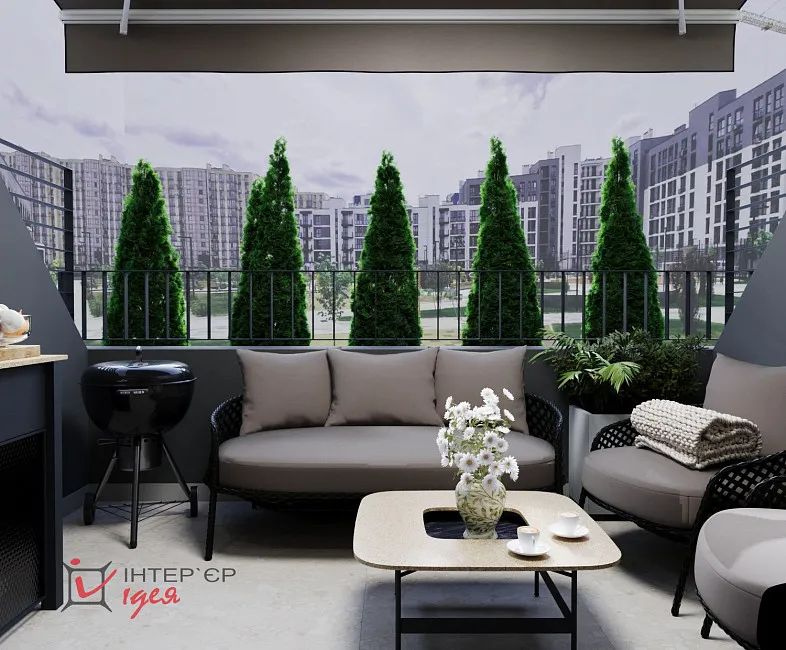 Современный минимализм в спальне 14 м2 с террасой