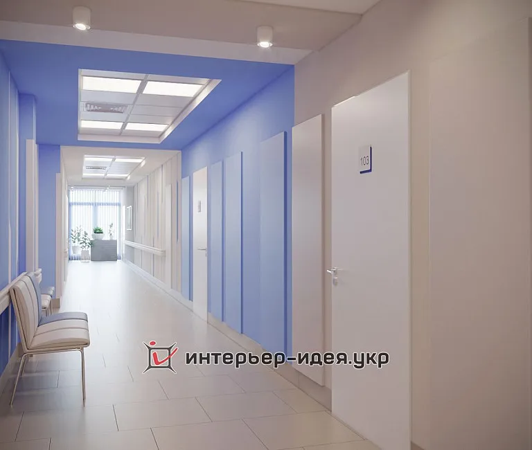 Дизайн коридора цокольного этажа Медицинского центра
