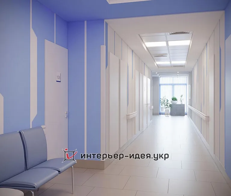 Дизайн коридора цокольного этажа Медицинского центра